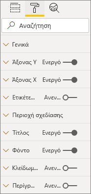 Στιγμιότυπο οθόνης αντικειμένων στο τμήμα παραθύρου Ιδιότητα.