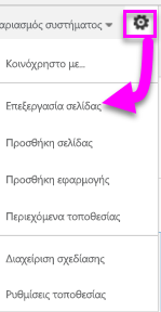 Στιγμιότυπο οθόνης της επιλογής Επεξεργασία σελίδας.