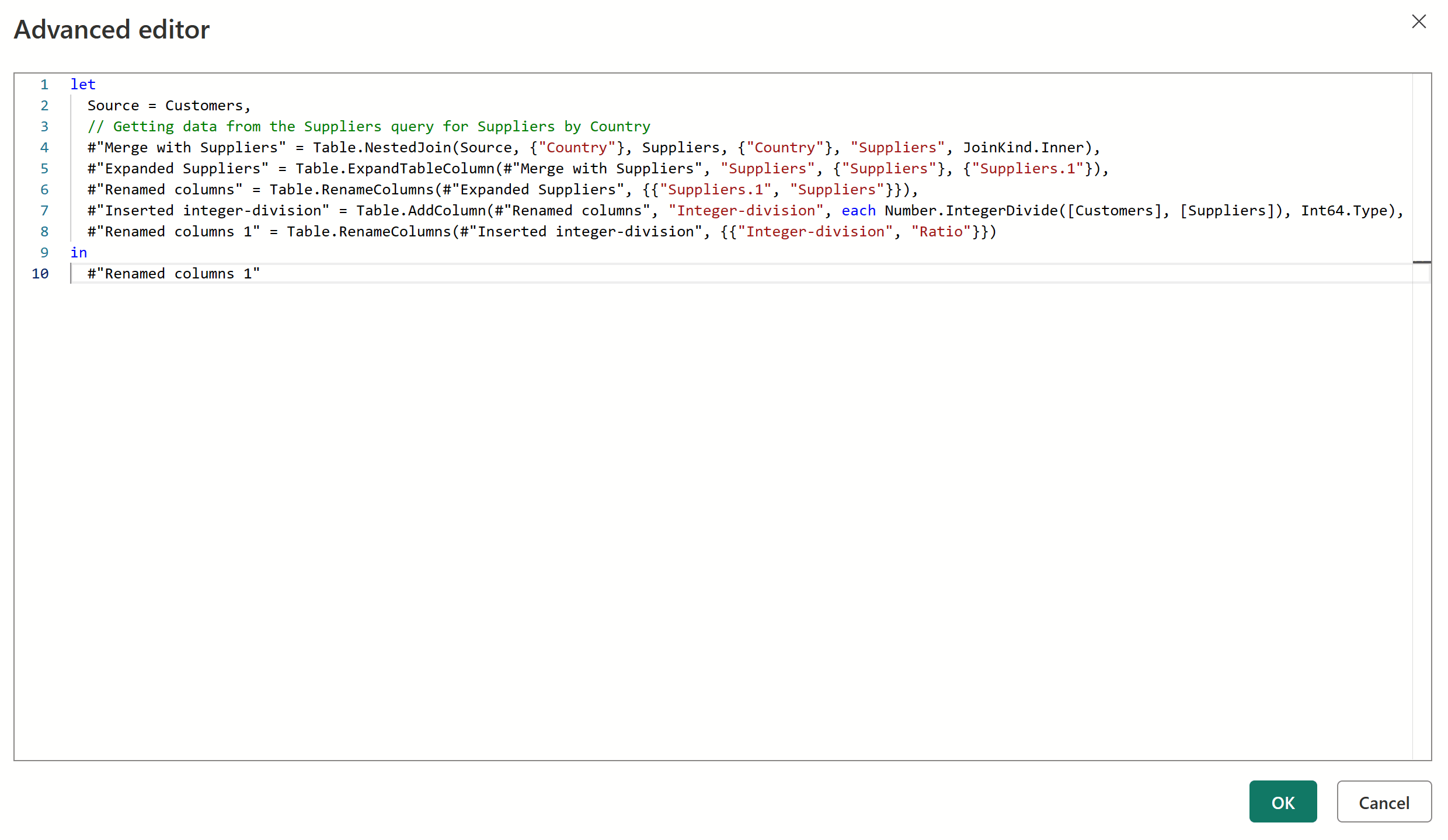 Screenshot of the advanced editor, which contains code with no syntax errors.