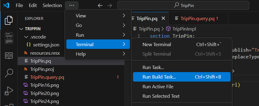 Στιγμιότυπο οθόνης που δείχνει την εκτέλεση μιας εργασίας δόμησης πριν από τη δοκιμή της σύνδεσης.