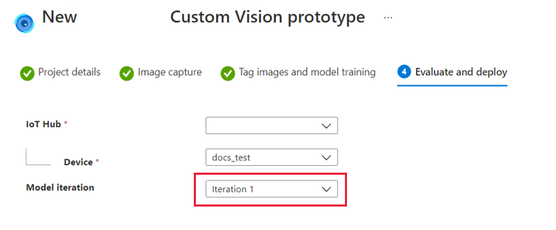 Model deployment screen.