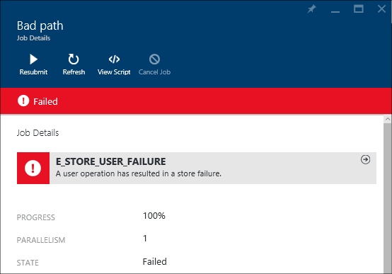 Azure Data Lake Analytics failed job