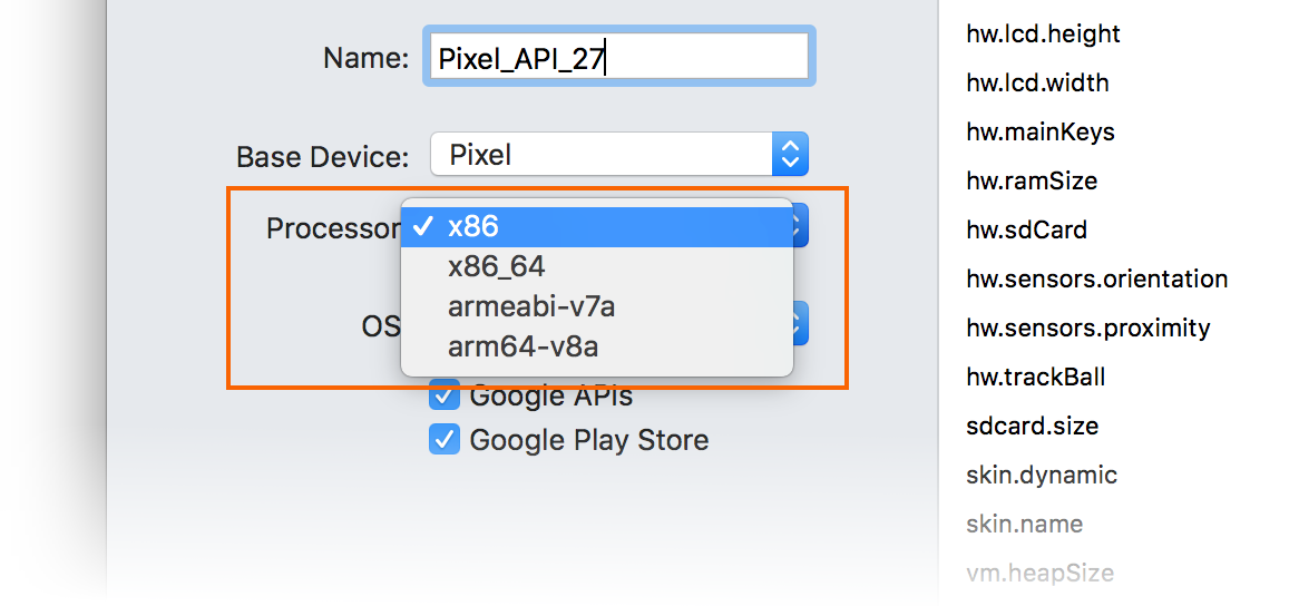 Selecting the processor type