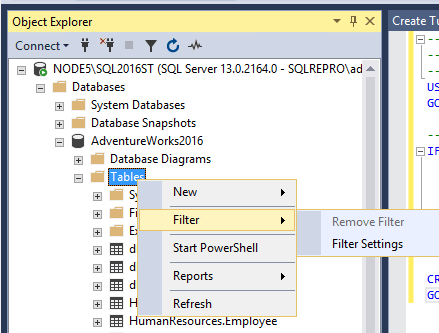 Screenshot of Filter settings.