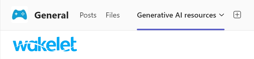 Screenshot of a Wakelet tab in the General channel of a class team in Microsoft Teams.