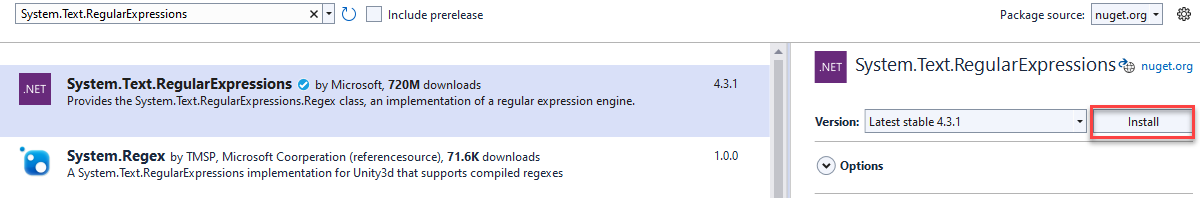 Screenshot showing NuGet package getting installed.