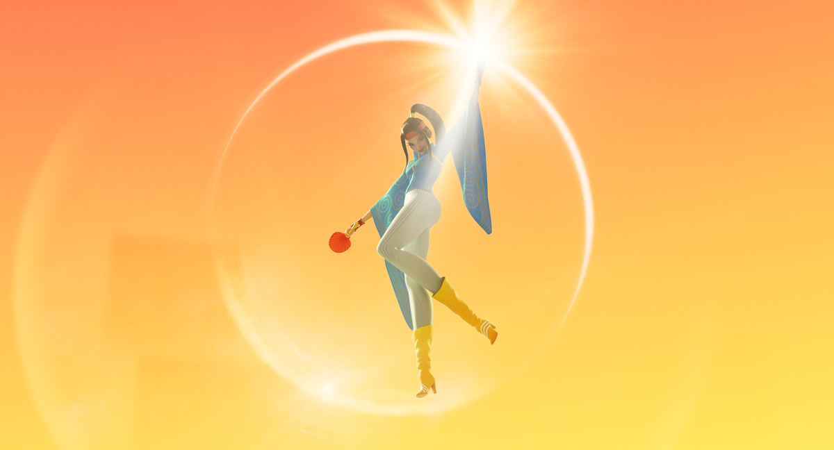 Image that shows Chang'e playing ping pong.
