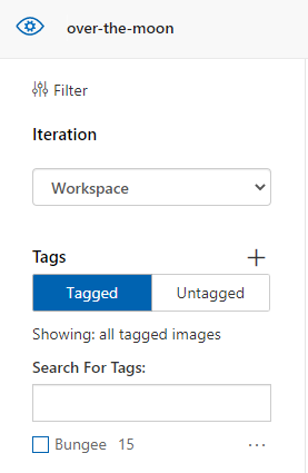 Screenshot that shows the left side of the Custom Vision portal showing the Tagged versus Untagged toggle.