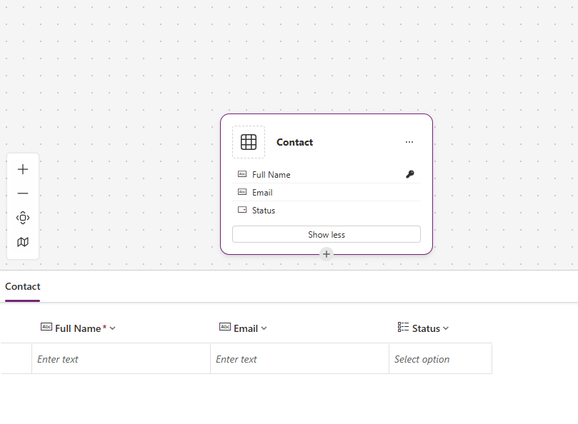 Screenshot of the table design.