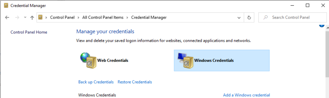 Screenshot of the Git Generic Credentials.