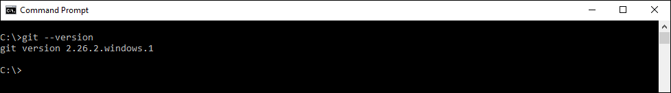 Screenshot of the Git version output.