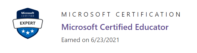 Screenshot showing the transcript record of a Microsoft Certified Educator Certification achievement