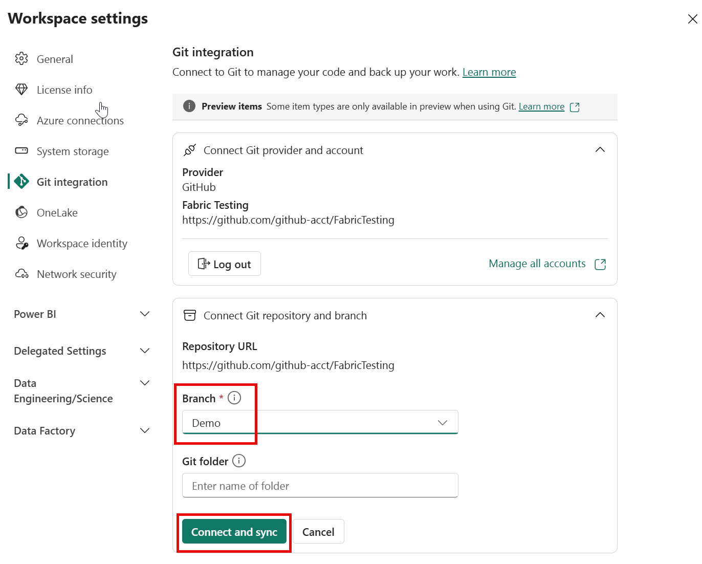 Screenshot of branch selection in Git provider interface.