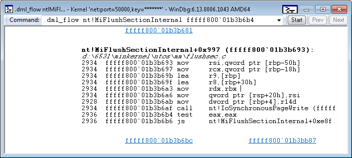 Screenshot of .dml-flow output in Command Browser window.