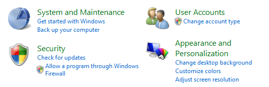 figure of four icons showing four groups of tasks