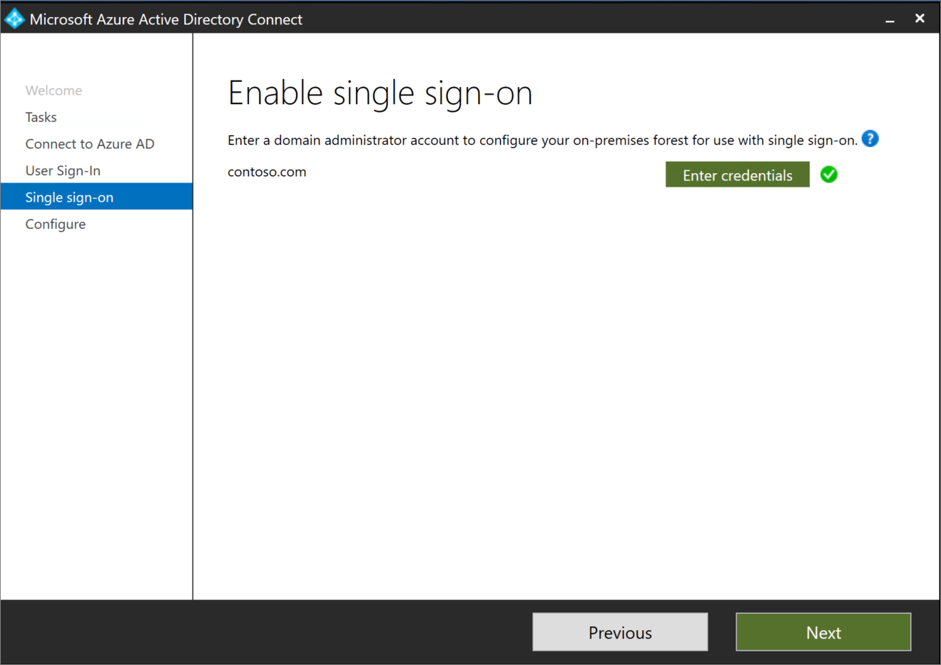Enable single sign-on page