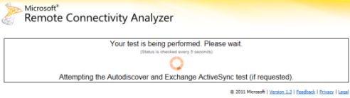 Screenshot of selecting Perform Test in the Remote Connectivity Analyzer window.