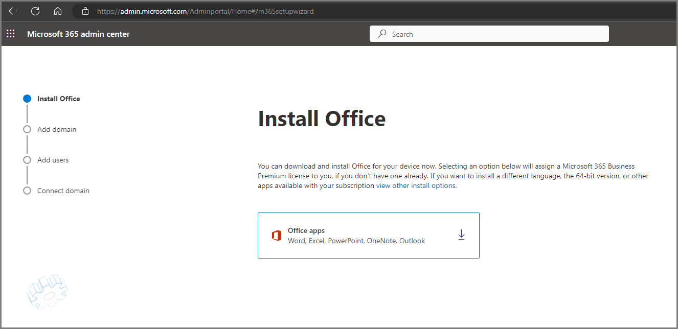 Screenshot of the Install Office download button.