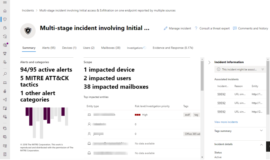The incident overview page