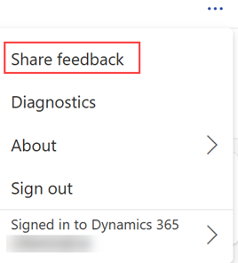 Screenshot showing the Share feedback link.