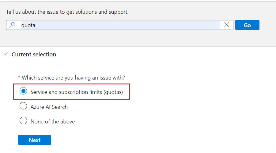 Screenshot of options for increasing a subscription limit.