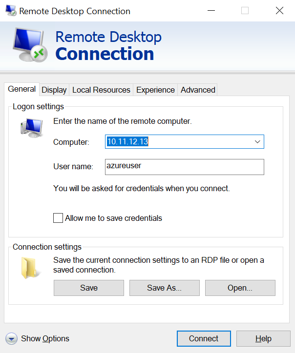 Screenshot of the remote desktop client.