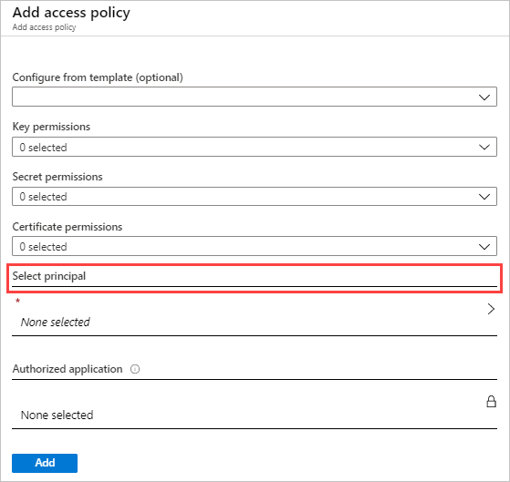 Screenshot showing add access policy page.