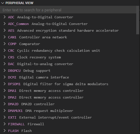Screenshot of the Peripheral View in Visual Studio Code.