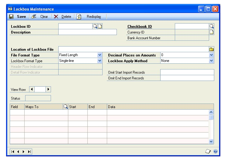 Screenshot of the Lockbox Maintenance window.