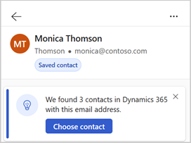 Screenshot showing multiple matches for a CRM contact.