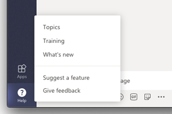 Give feedback option in Teams