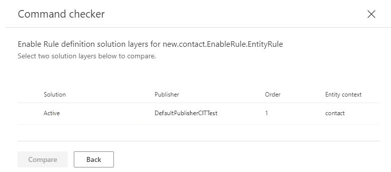 Screenshot shows an example of the solution layers for the enable rule.