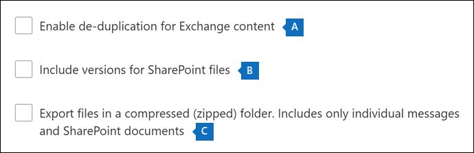 Configure other export options.