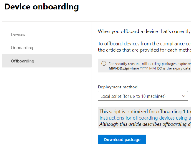 device onboarding page.