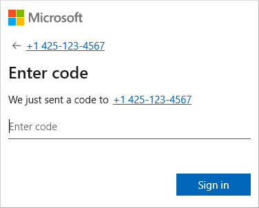 Enter the SMS confirmation code sent to the user's phone number