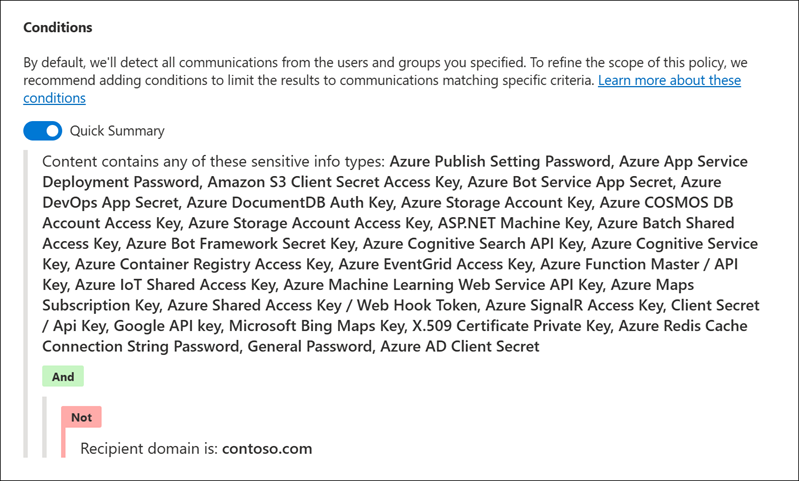 Communication compliance condition builder example 3.