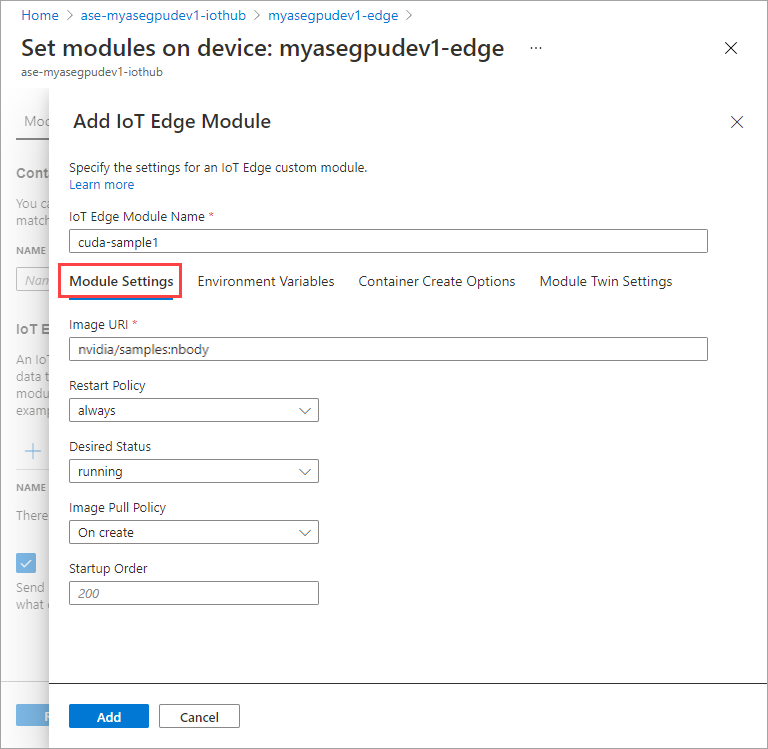 Module settings