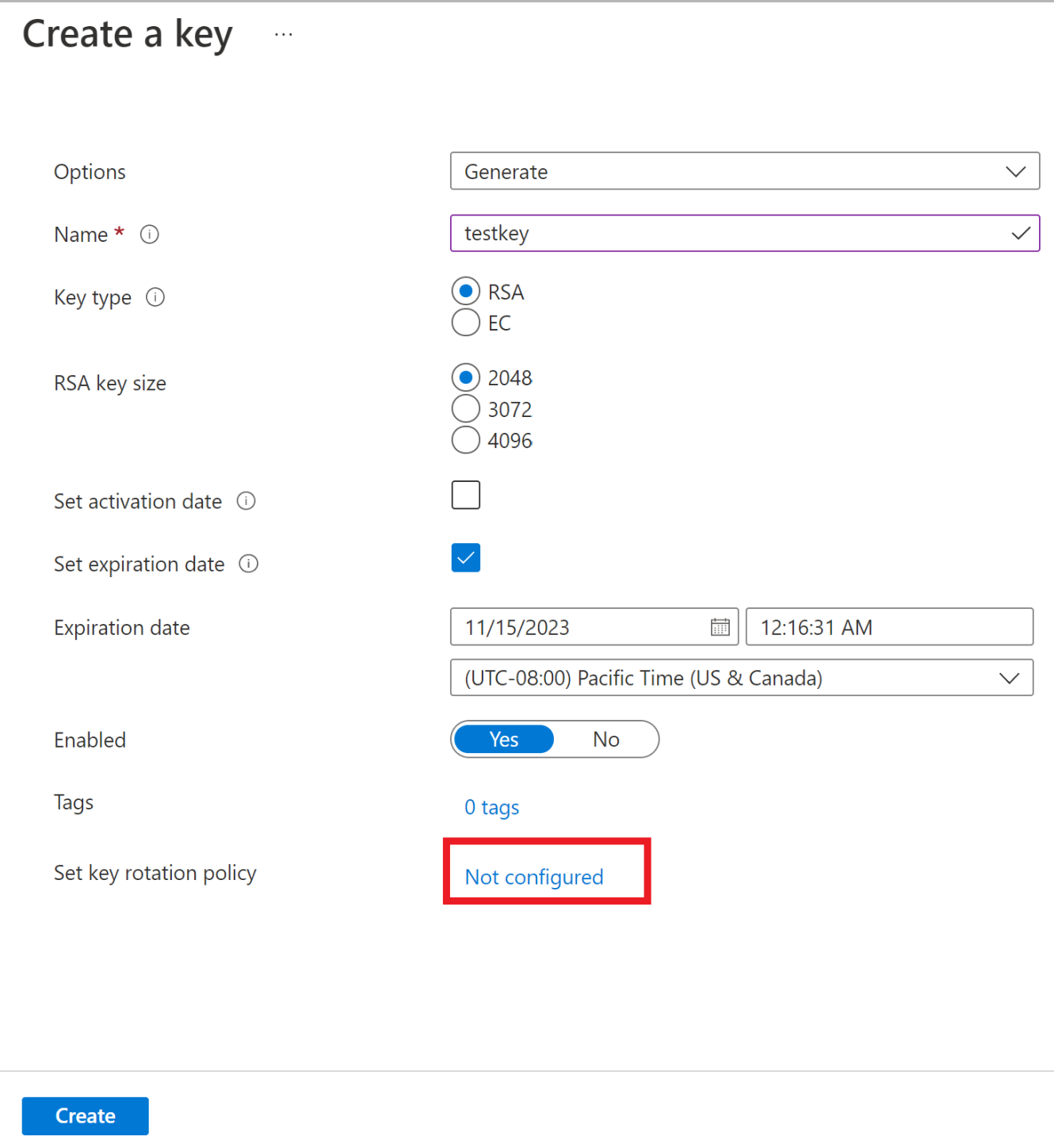 Key config. Create_Key.