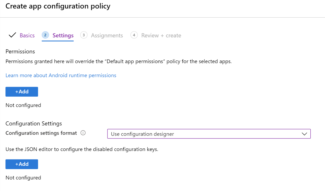 Create an app configuration VPN policy in Microsoft Intune using Configuration Designer - example.