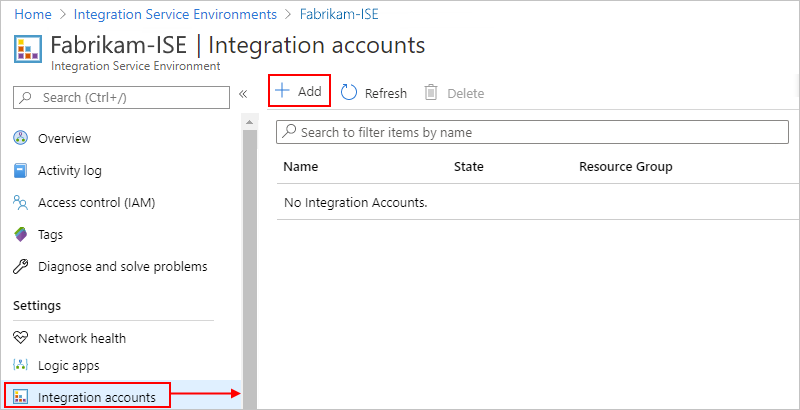 Add new integration account to ISE
