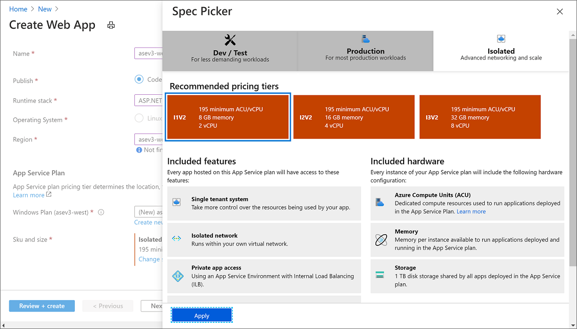 Screenshot that shows pricing tiers and their features and hardware.