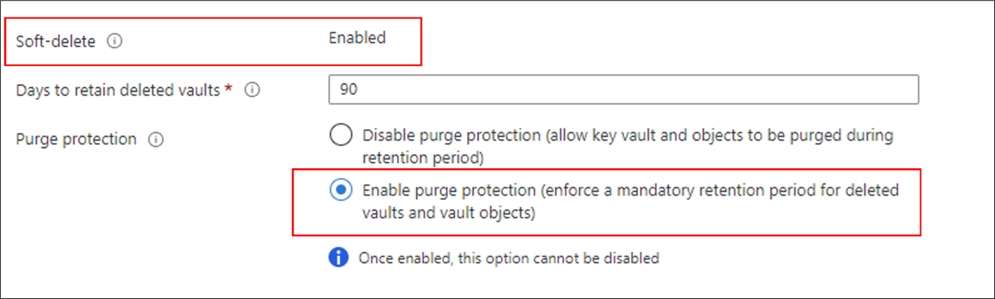 Screenshot showing key vault properties.