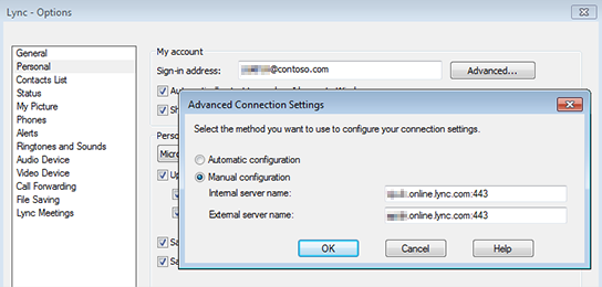 Screenshot that shows the Advanced Connection Settings page.