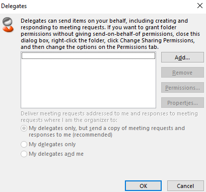 A screenshot of the dialog to remove delegates.