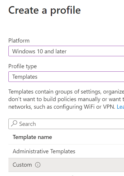 Create a custom configuration profile.