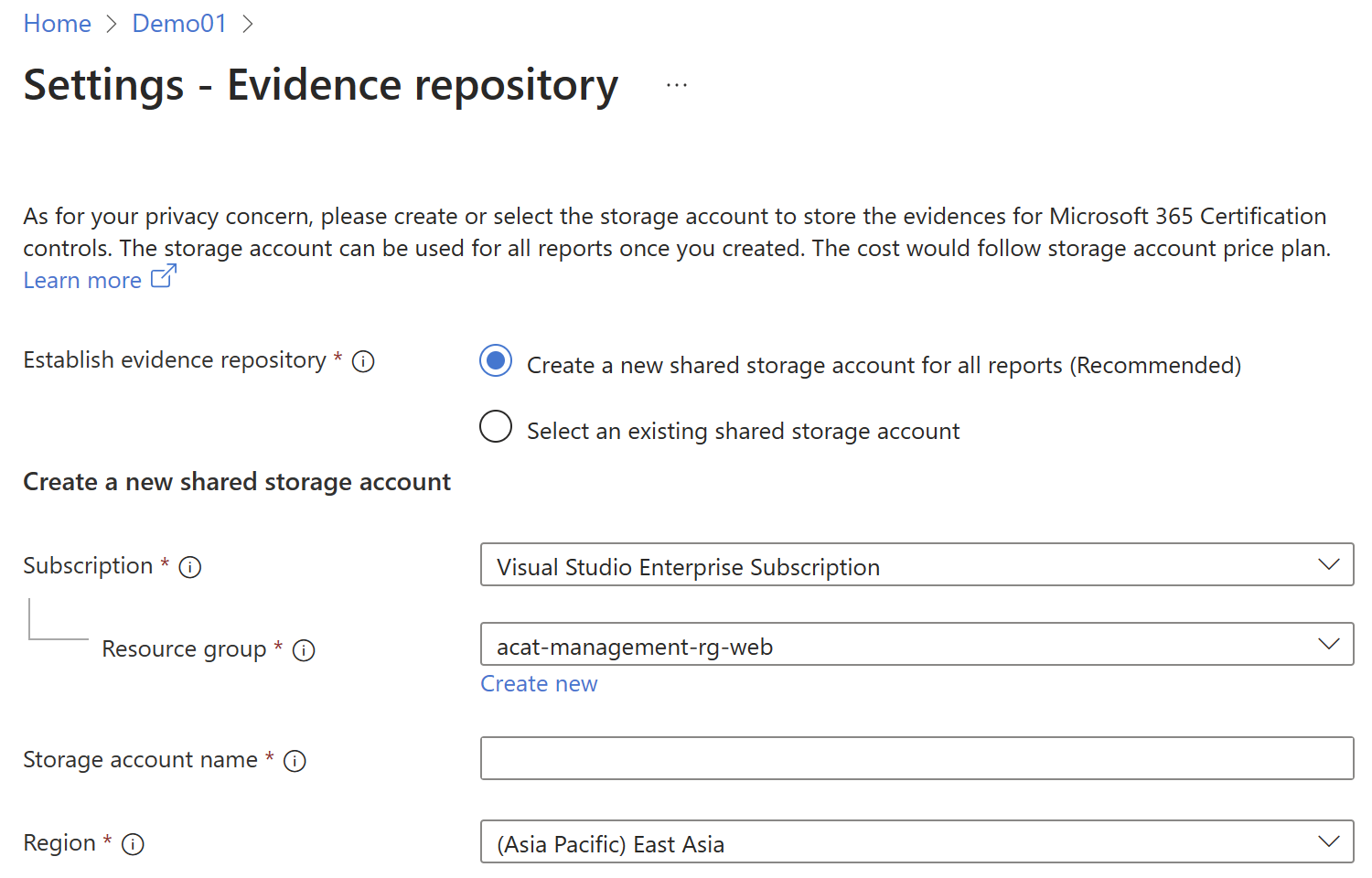 Evdience repository configuration