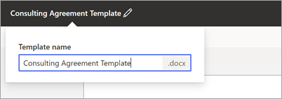 Screenshot of the template viewer showing the name of the document to select to rename.