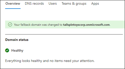 Successfully added new fallback domain.