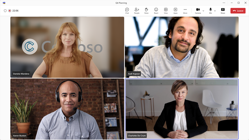Screenshot of frosted glass background effect in a Teams meeting.