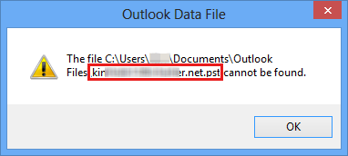 Screenshot for the Outlook error message.
